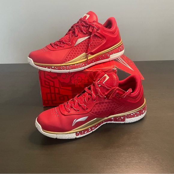 Men's Vintage Li-Ning Dwyane Wade 1990 Red Gold Basketball Shoes US Size 12 - Picture 2 of 10